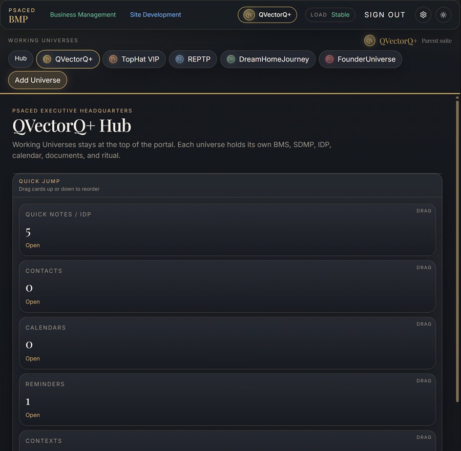 BMP QVectorQ+ Hub with working universes