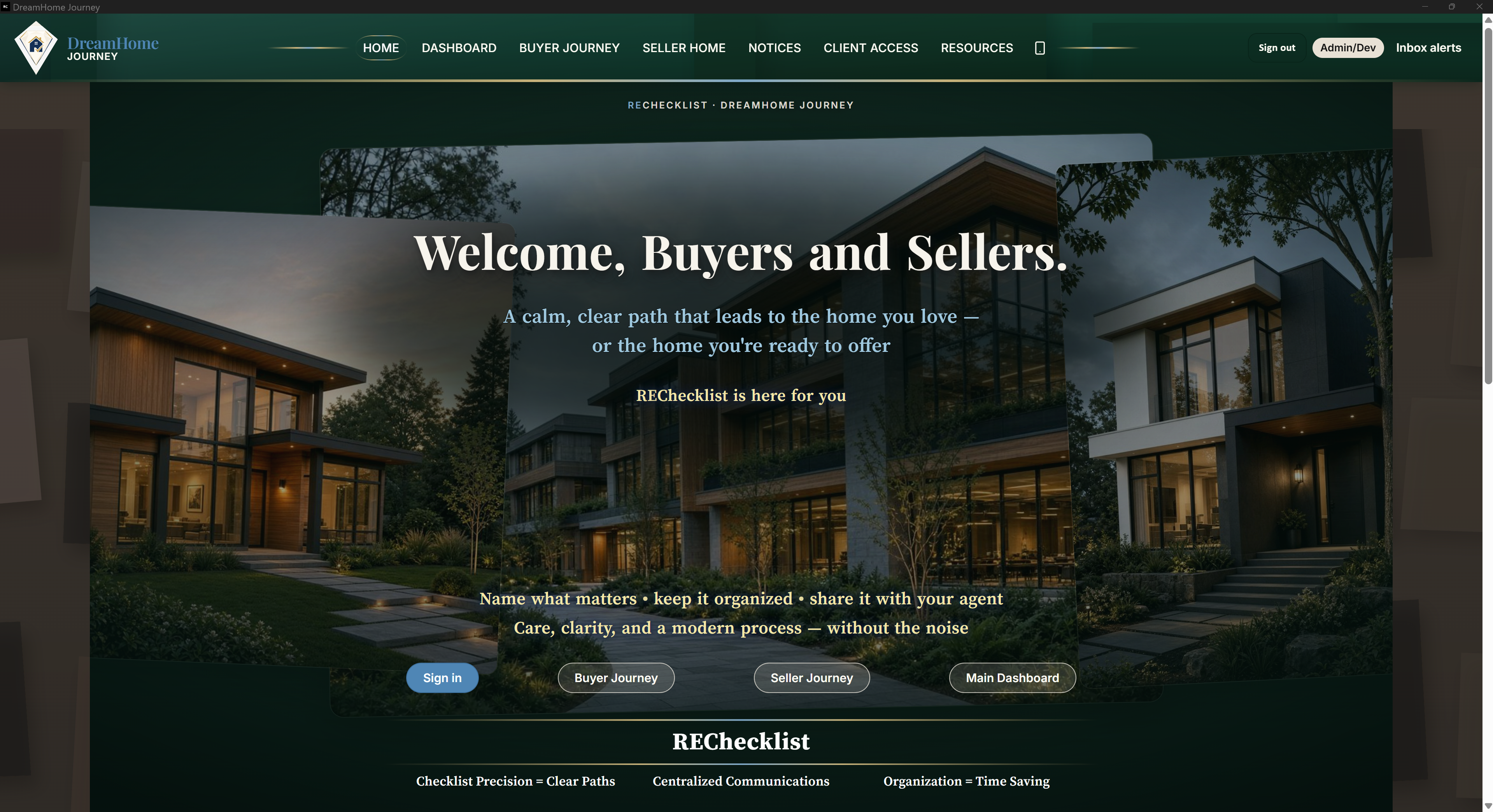 REChecklist home welcome screen