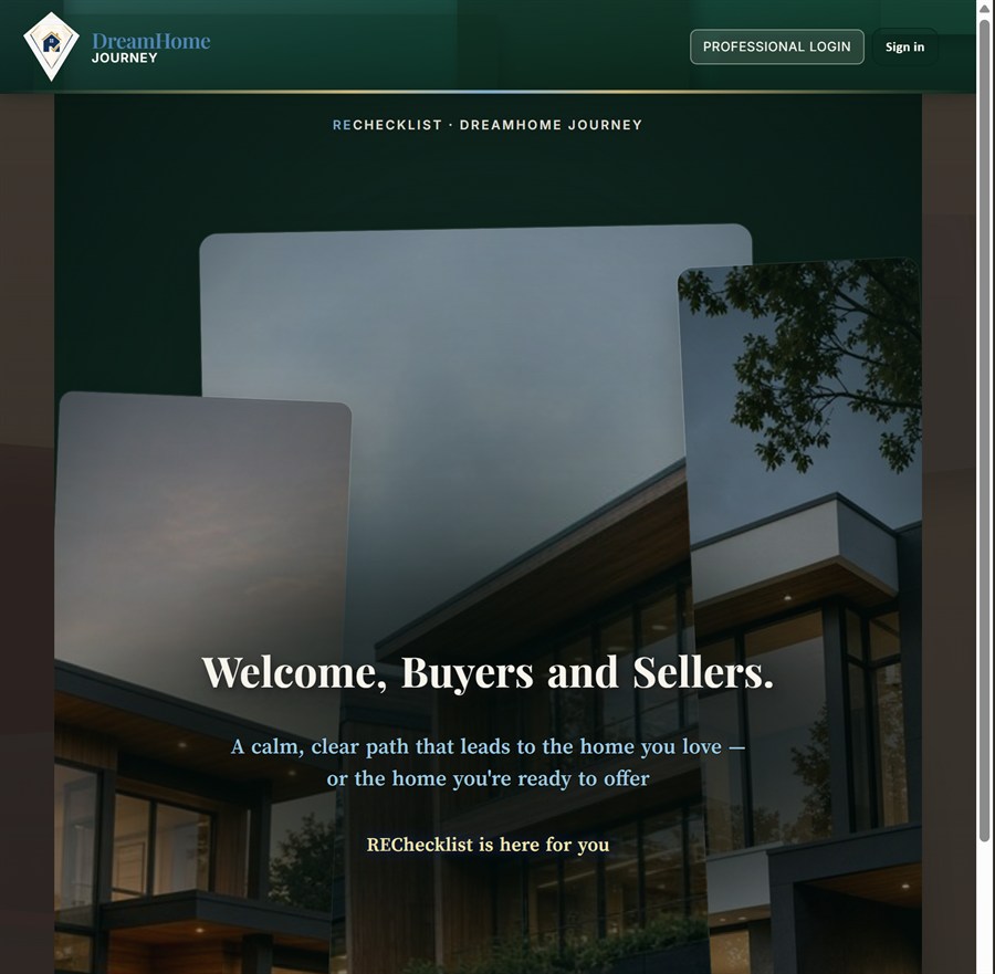 REChecklist home welcome screen