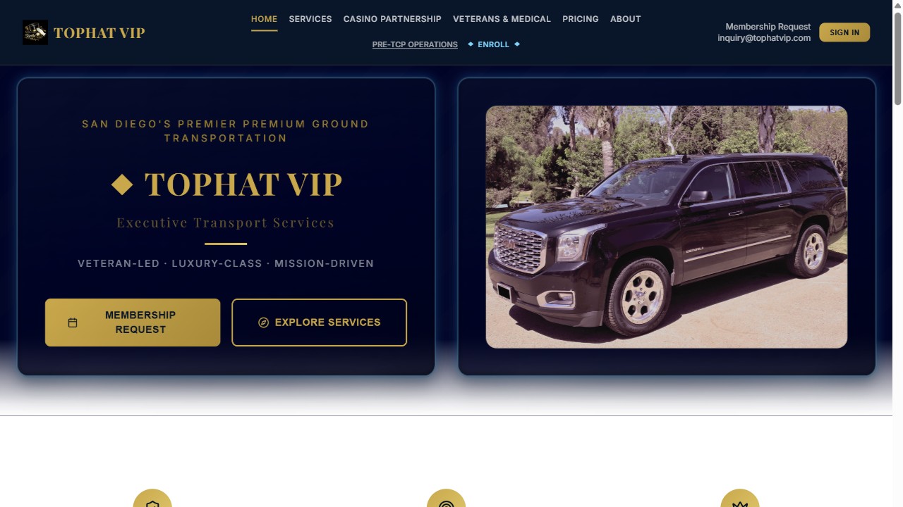 TopHat VIP homepage