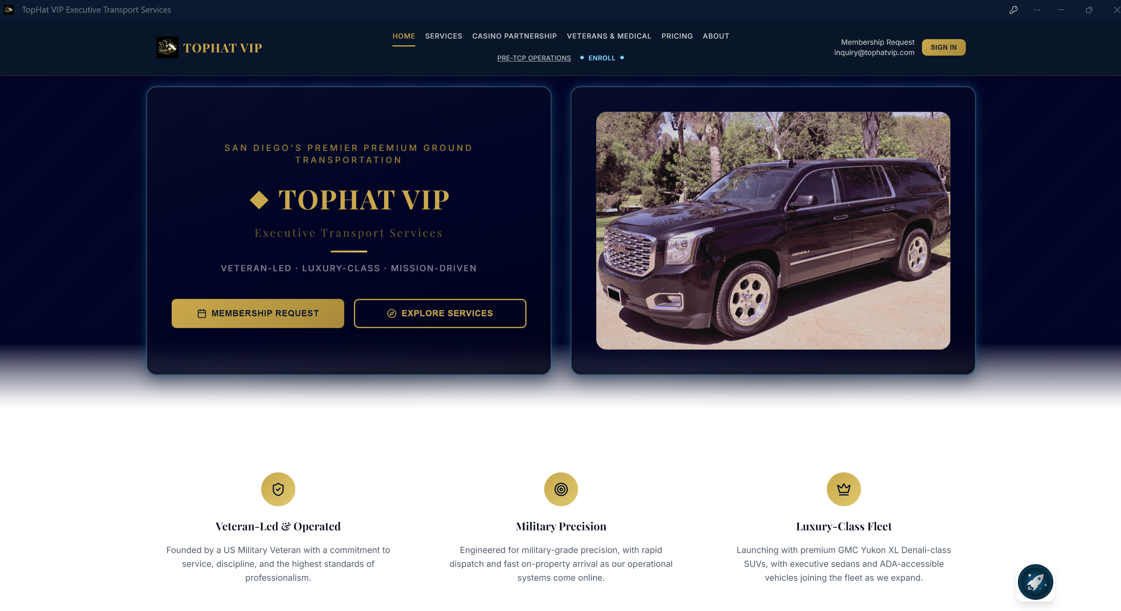 TopHat VIP homepage